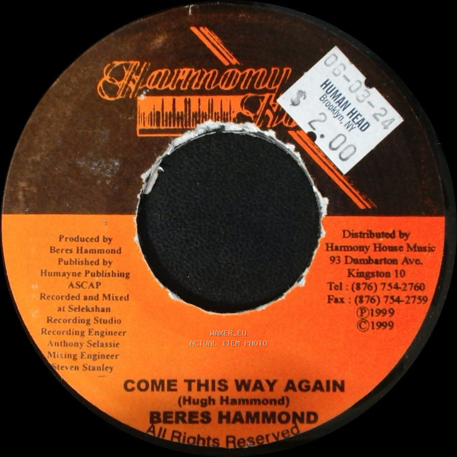 Beres Hammond - Unknown Title A / Come This Way Again side B