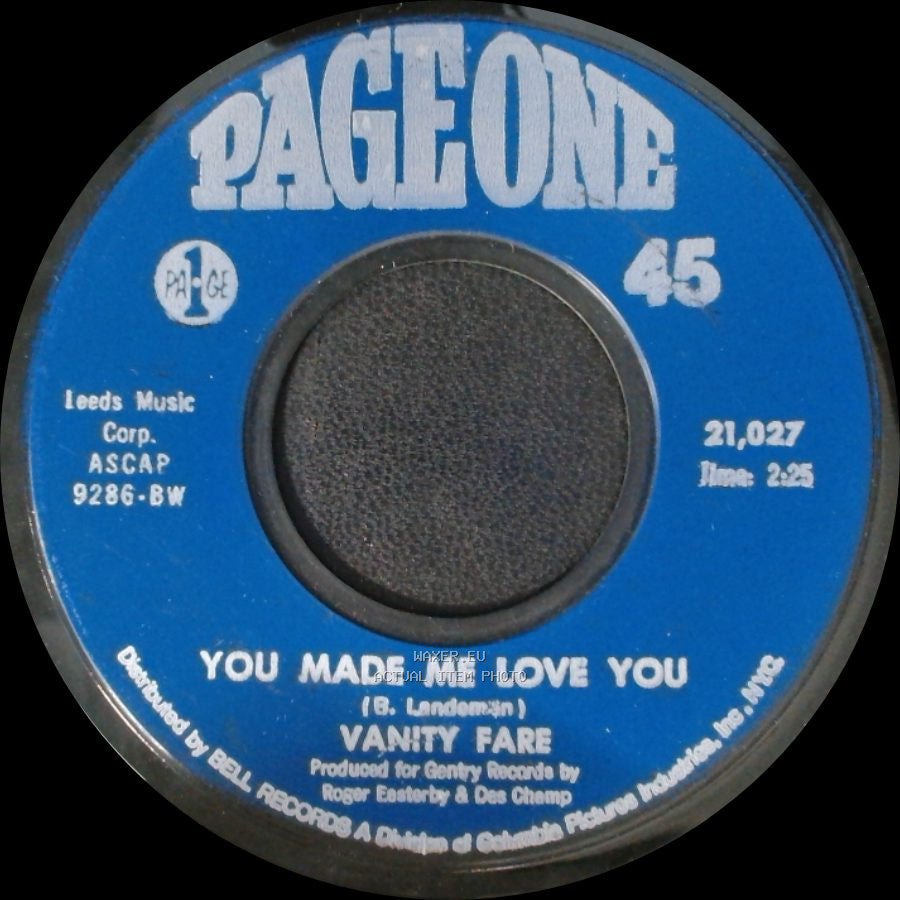 Vanity Fare - Early In The Morning / You Made Me Love You side B