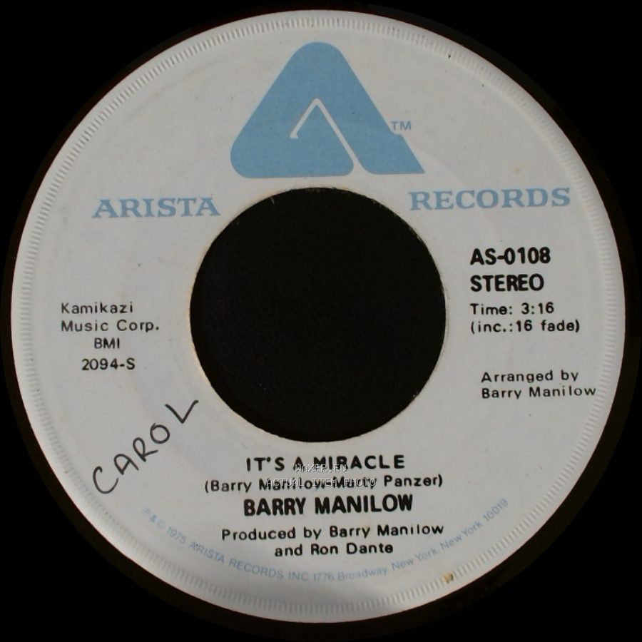 Barry Manilow - One Of These Days / It's A Miracle side B