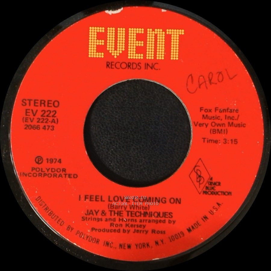 Jay & The Techniques - This World Of Mine / I Feel Love Coming On side B