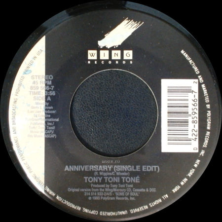 Tony Toni Toné - Anniversary (Single Edit) / Anniversary (Single Edit) side A