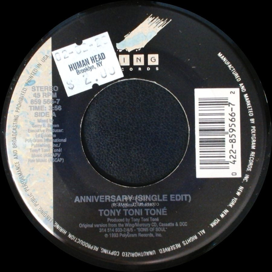 Tony Toni Toné - Anniversary (Single Edit) / Anniversary (Single Edit) side B