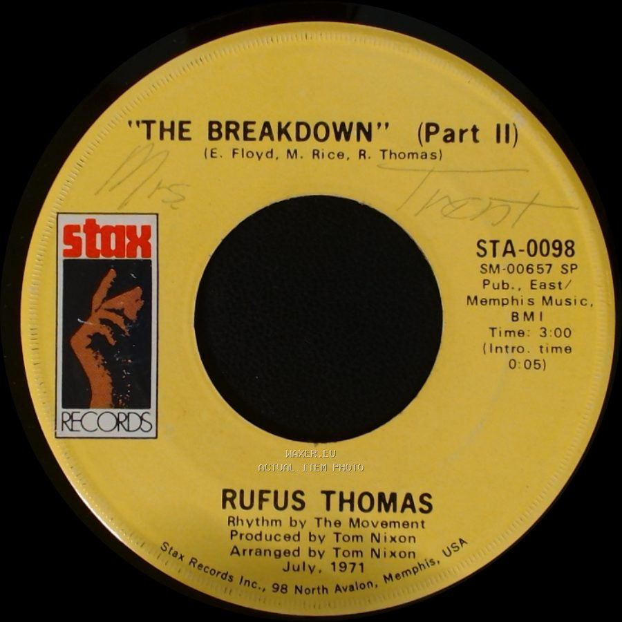 Rufus Thomas - "The Breakdown" (Part 1) / "The Breakdown" (Part Ii) side B