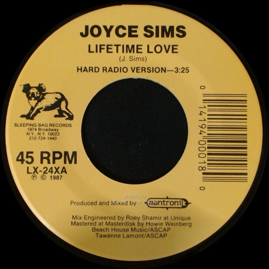 Joyce Sims - Lifetime Love / Lifetime Love side A