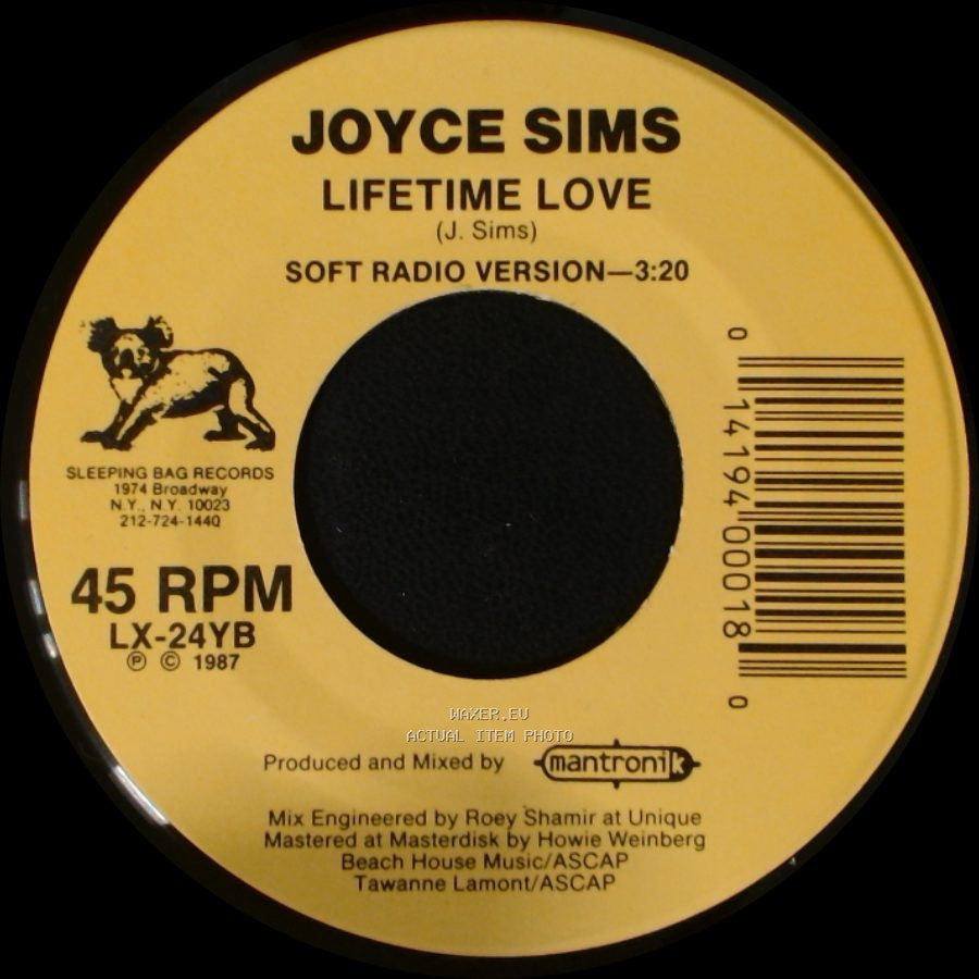Joyce Sims - Lifetime Love / Lifetime Love side B