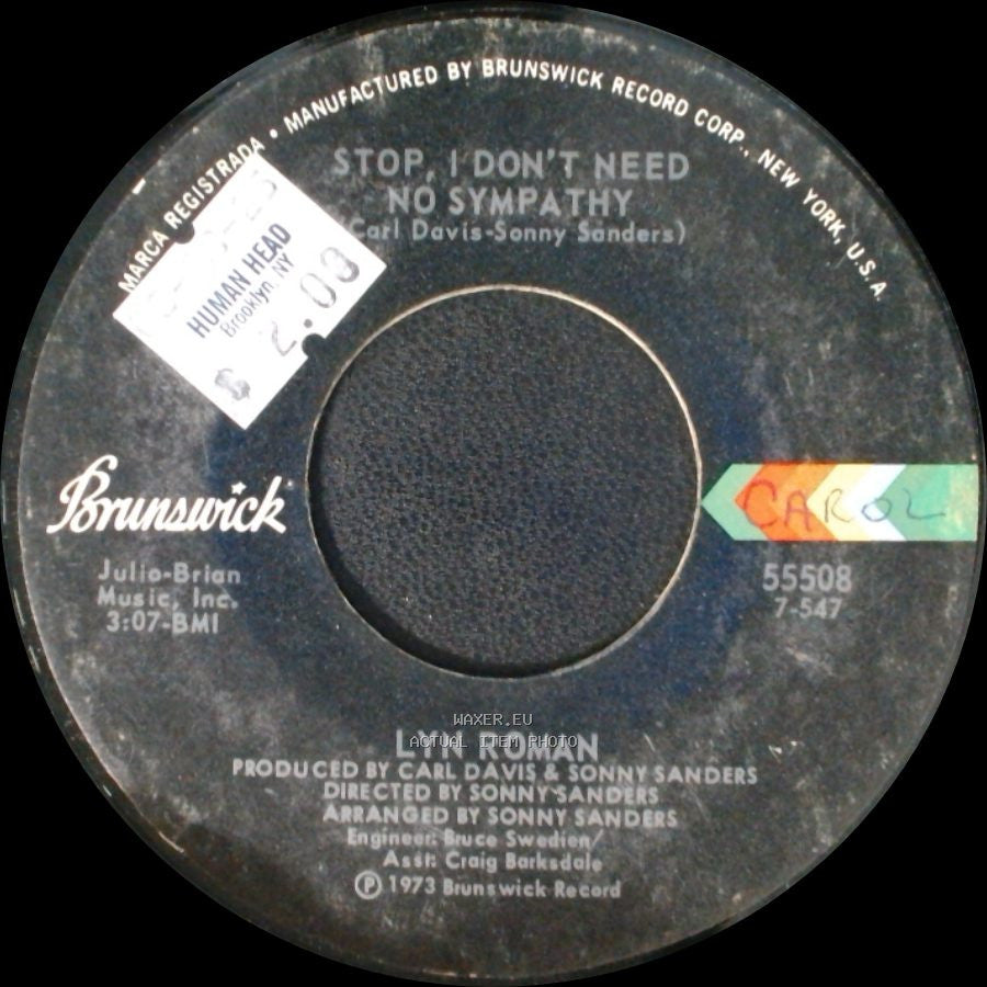 Lyn Roman - Where Do You Go? / Stop. I Don't Need No Sympathy side B