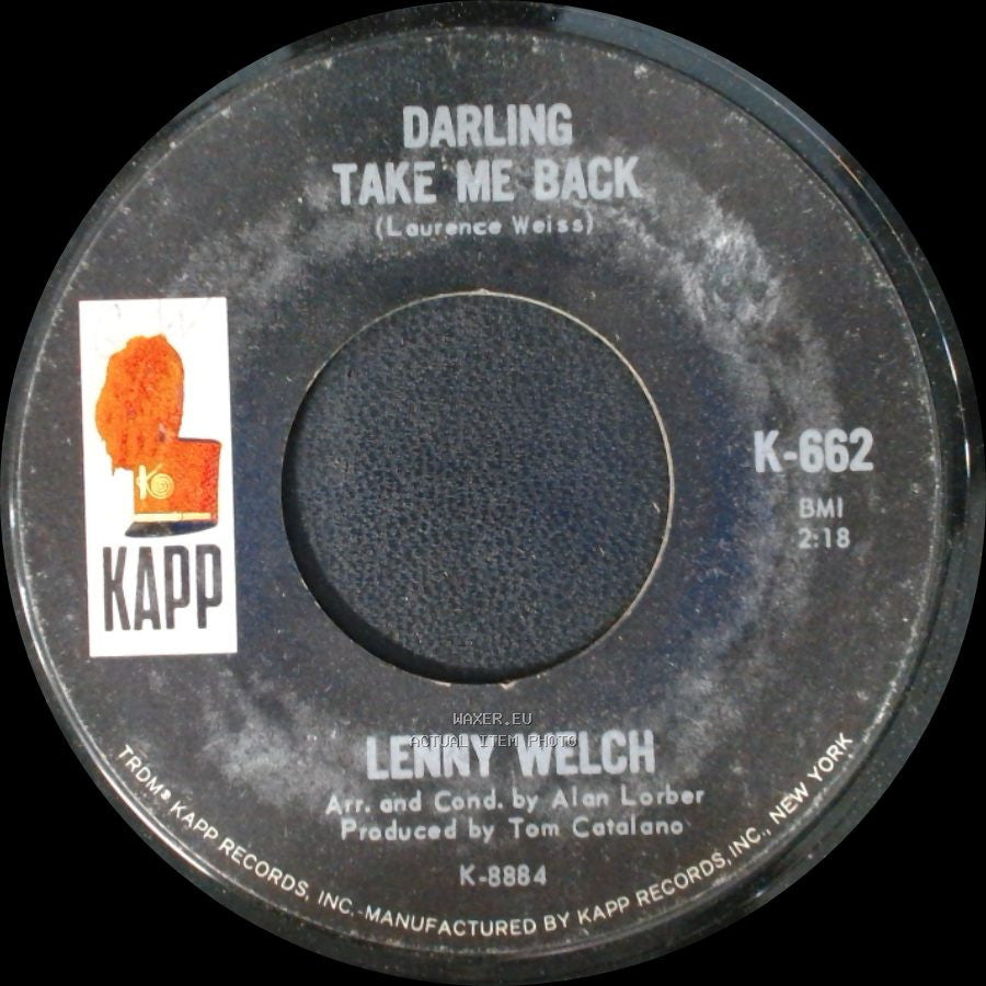Lenny Welch - Darling Take Me Back / Time After Time side A