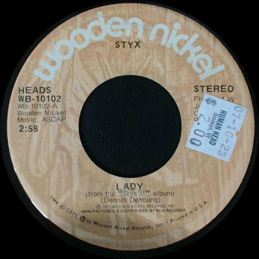 Styx - Children Of The Land (Short Version) / Lady (From The "Styx Ii" Album) side B