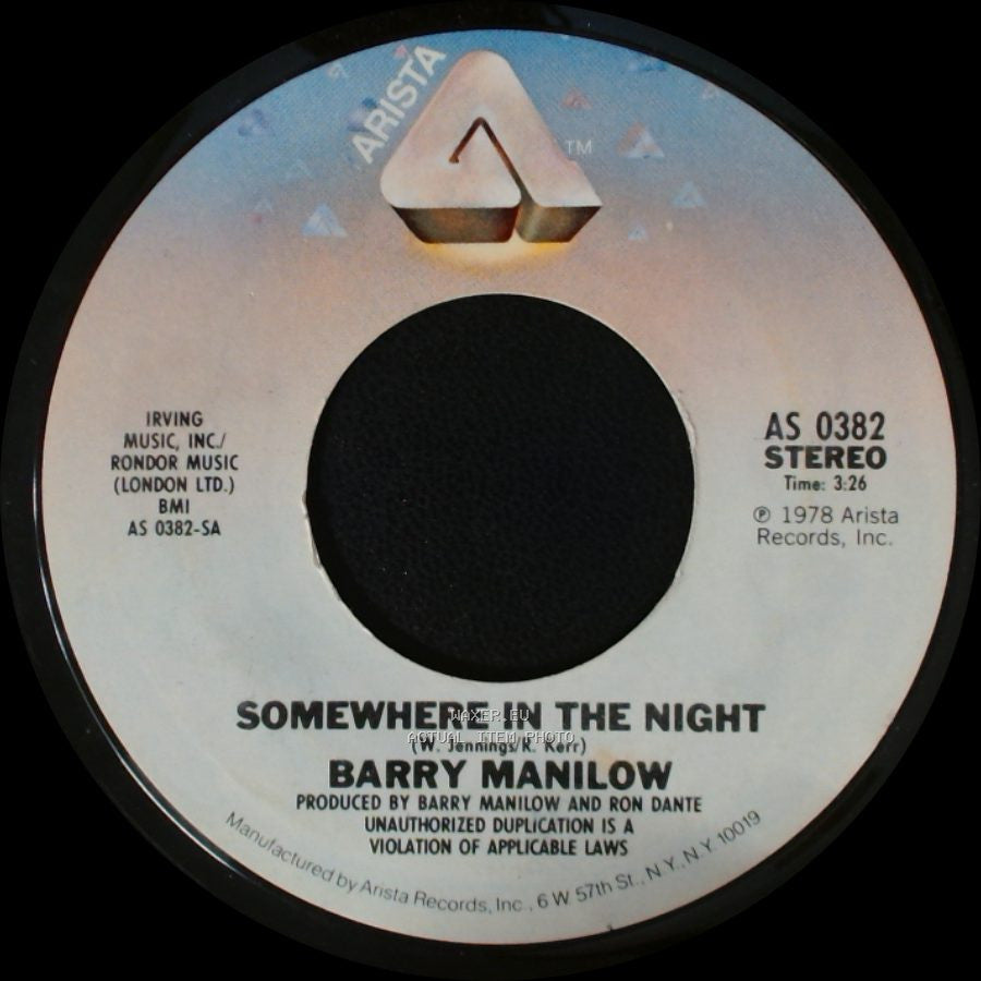Barry Manilow - Somewhere In The Night / Leavin' In The Morning side A