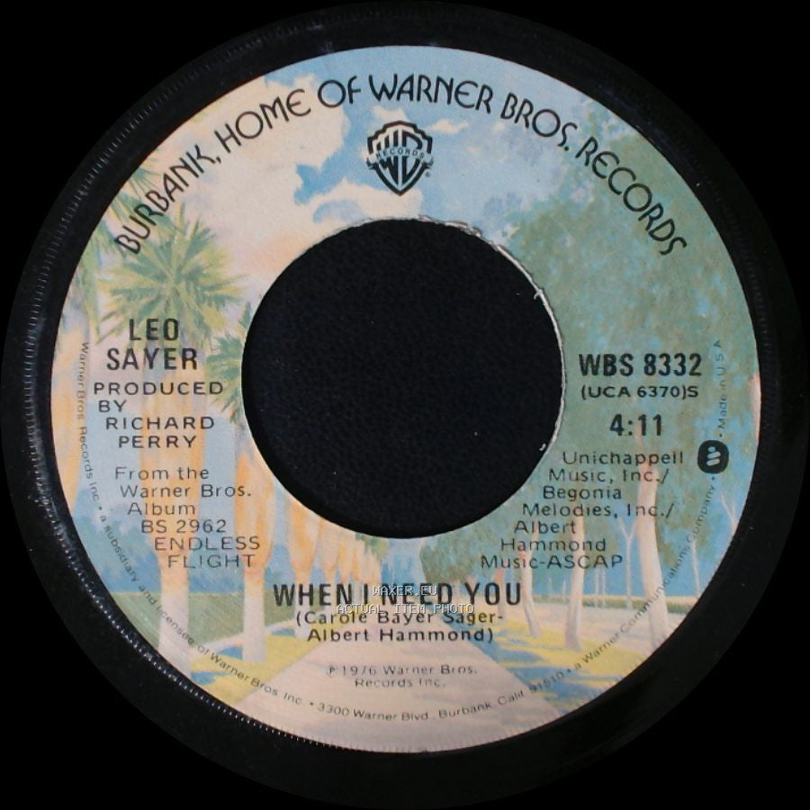 Leo Sayer - I Think We Fell In Love Too Fast / When I Need You side B