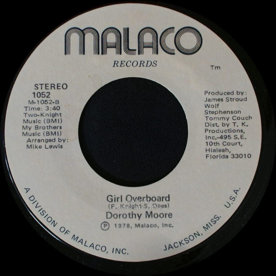 Dorothy Moore - Girl Overboard / Special Occasion side B