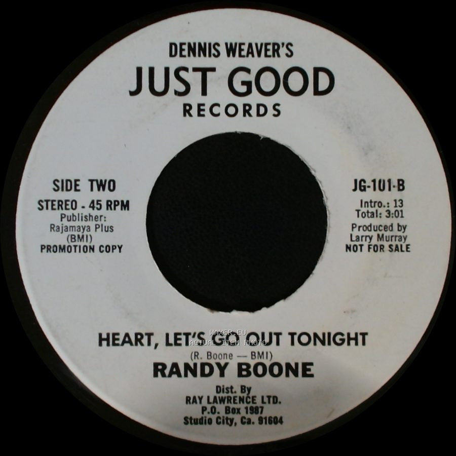 Randy Boone - Whiskey, Be My Woman / Heart, Let's Go Out Tonight side B