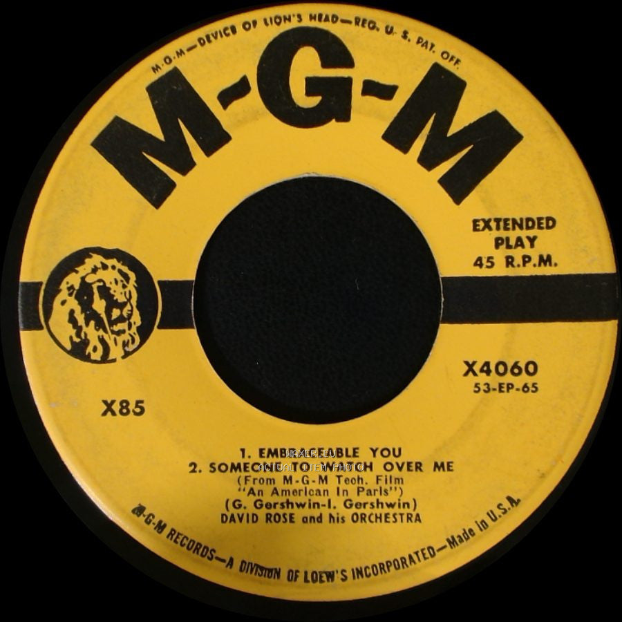 David Rose And His Orchestra - 1. Love Is Here To Stay / 2. Liza (All The Clouds 'll Roll Away) / 1. Embraceable You 2. Someone To Watch Over Me side B