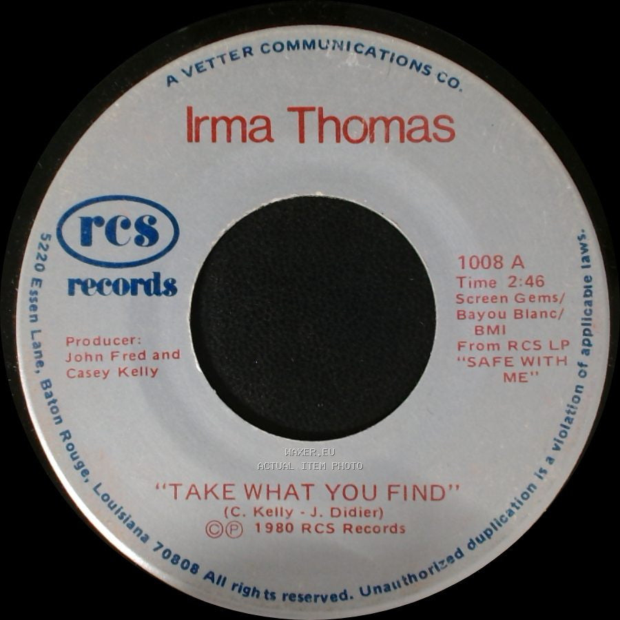 Irma Thomas - I Can't Help Myself / Take What You Find side B