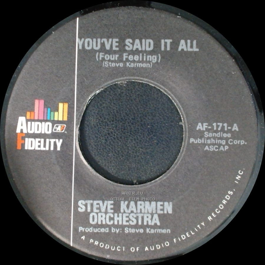 Steve Karmen Orchestra - You've Said It All (Four Feeling) / You've Said It All (Tuba Version) side A