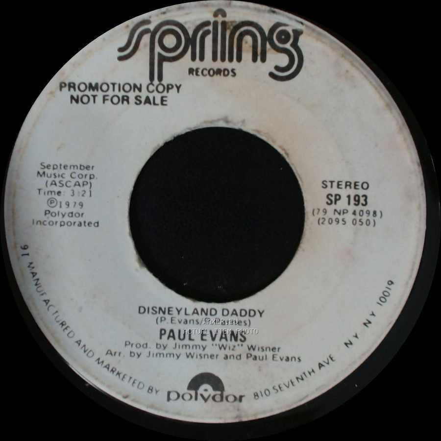 Paul Evans - Disneyland Daddy / Disneyland Daddy side A