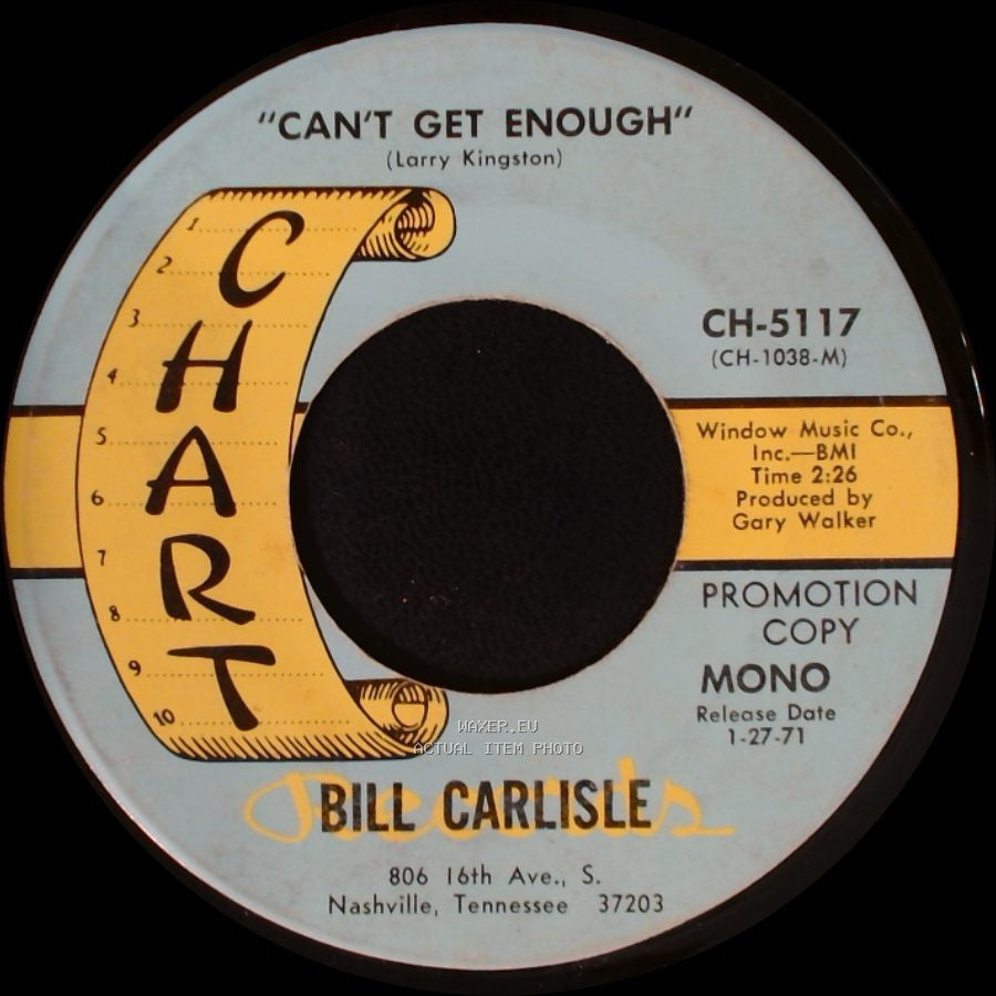 Bill Carlisle - Can't Get Enough / Can't Get Enough side B