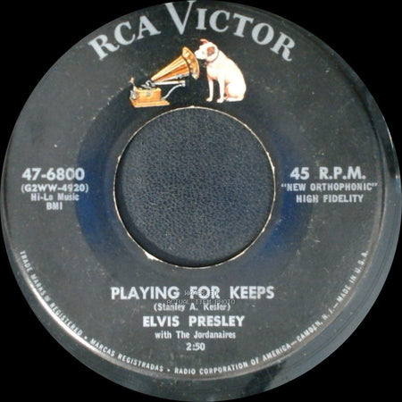 Elvis Presley With The Jordanaires - Playing For Keeps / Too Much side B