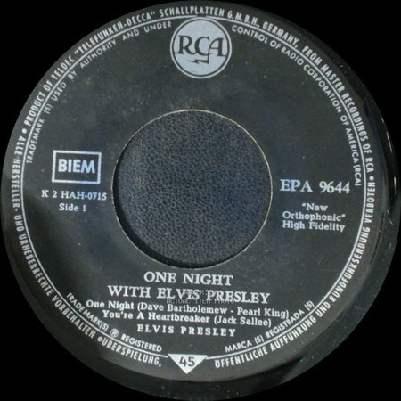 Elvis Presley - One Night With Elvis Presley / One Night With Elvis Presley side A