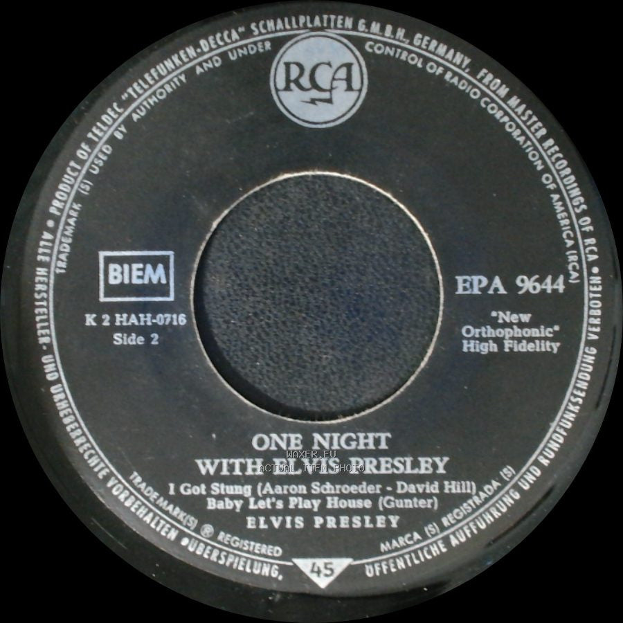 Elvis Presley - One Night With Elvis Presley / One Night With Elvis Presley side B