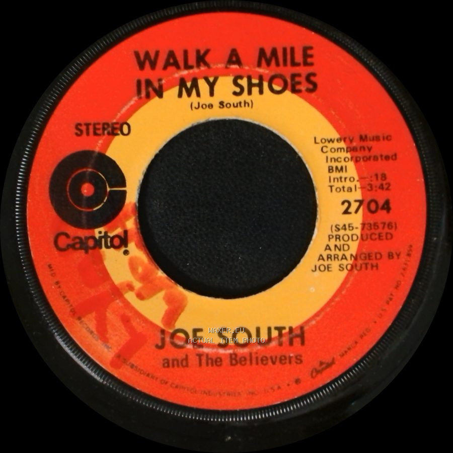 Joe South And The Believers - Shelter / Walk A Mile In My Shoes side B