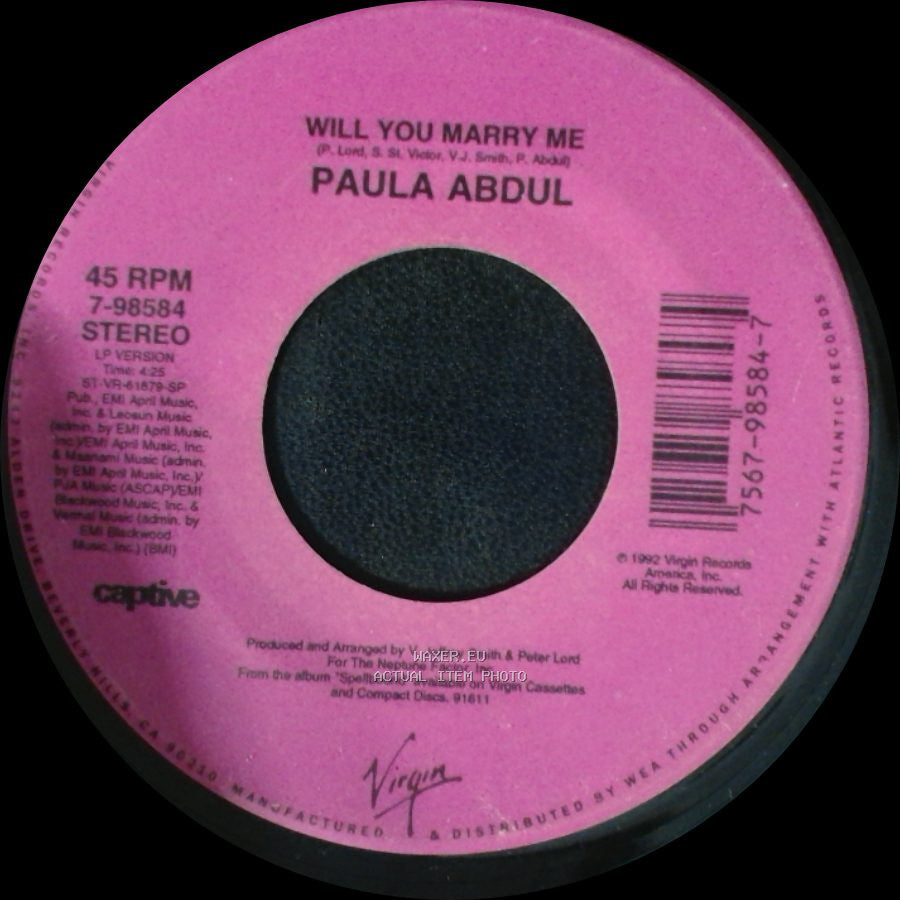 Paula Abdul - Will You Marry Me / Goodnight, My Love side A