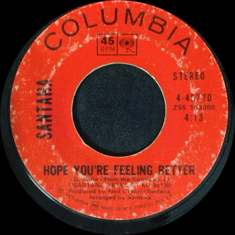 Santana - Black Magic Woman / Hope You're Feeling Better side B