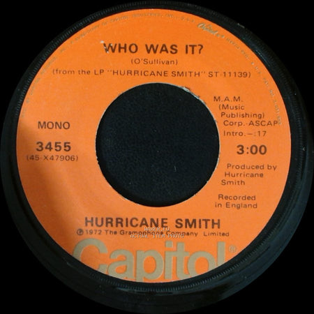 Hurricane Smith - Take Suki Home / Who Was It? side B