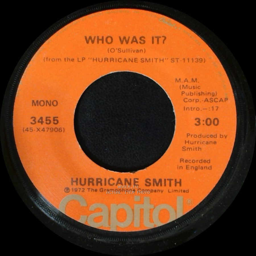 Hurricane Smith - Take Suki Home / Who Was It? side A