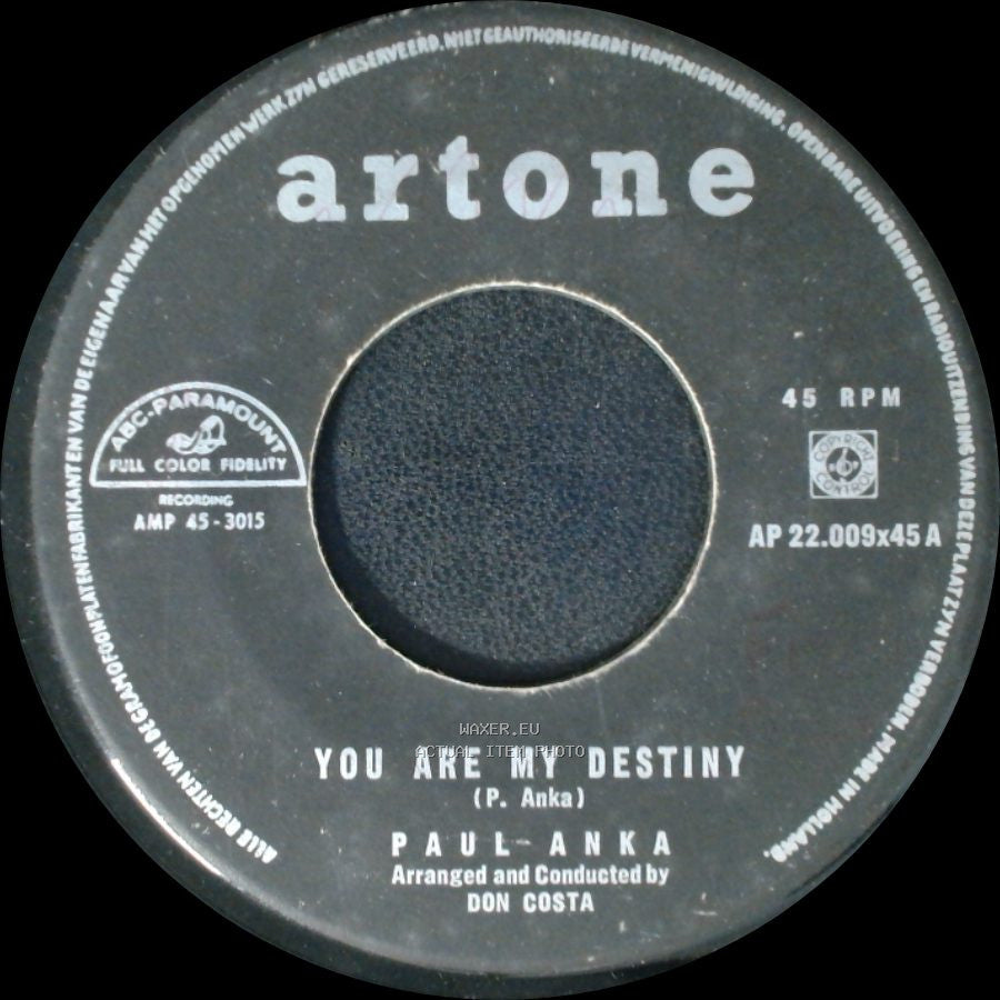 Paul-Anka - You Are My Destiny / When I Stop Loving You (That'll Be The Day) side A