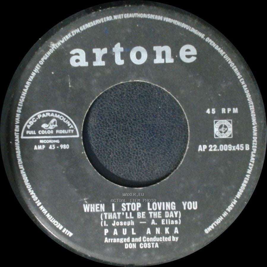 Paul-Anka - You Are My Destiny / When I Stop Loving You (That'll Be The Day) side B