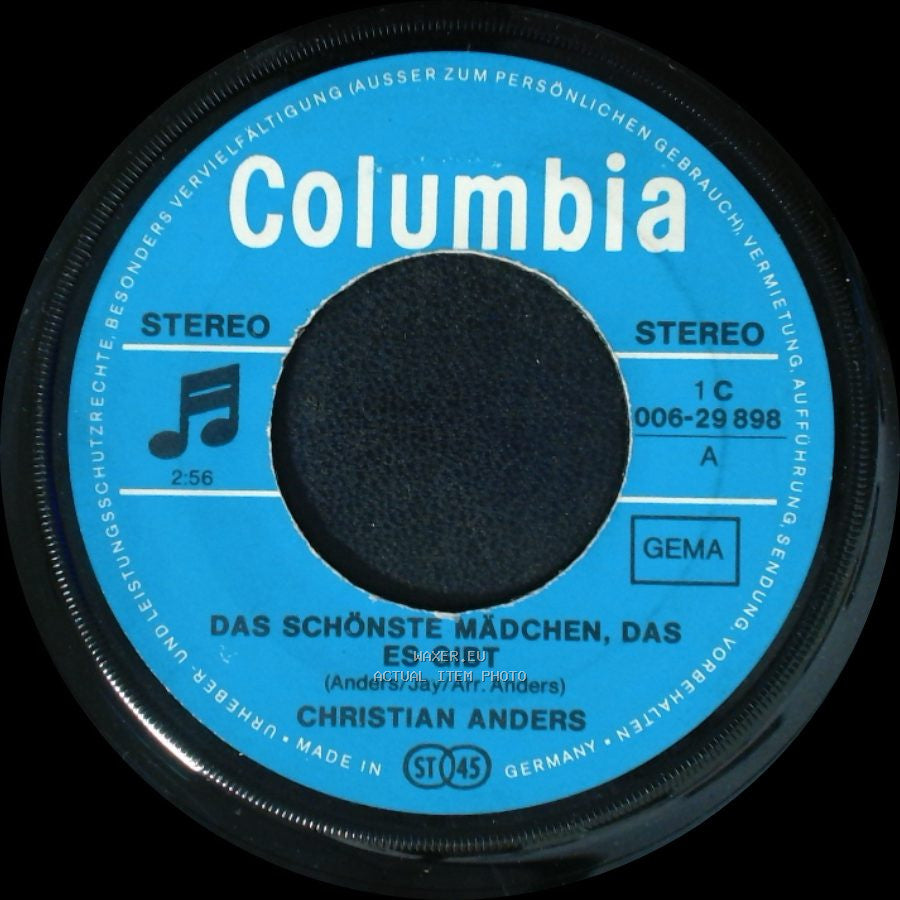 Christian Anders - Das Schönste Mädchen, Das Es Gibt / Maria Lorena side A