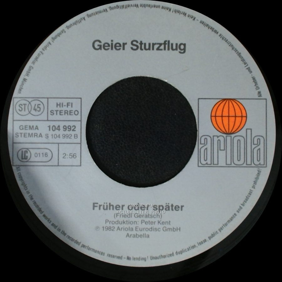 Geier Sturzflug - Früher Oder Später / Bruttosozialprodukt side A