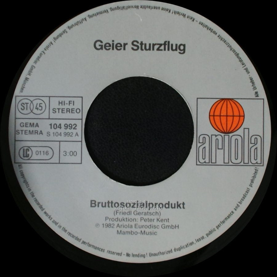 Geier Sturzflug - Früher Oder Später / Bruttosozialprodukt side B