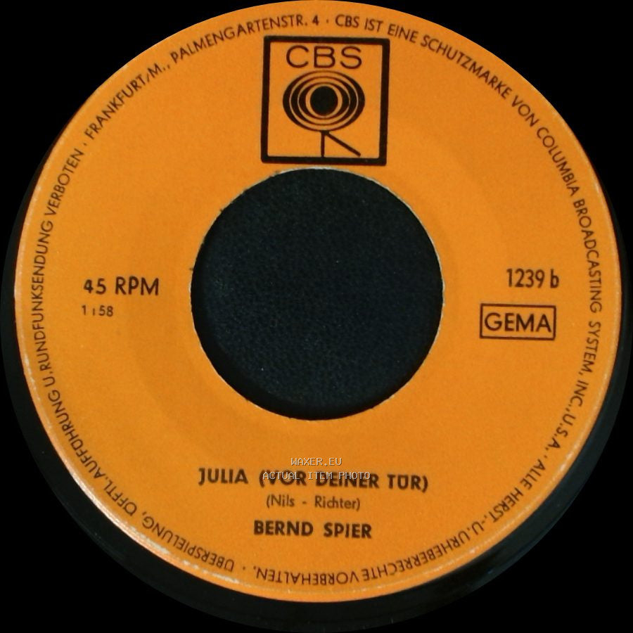 Bernd Spier - Das Kannst Du Mir Nicht Verbieten / Julia (Vor Deiner Tur) side B