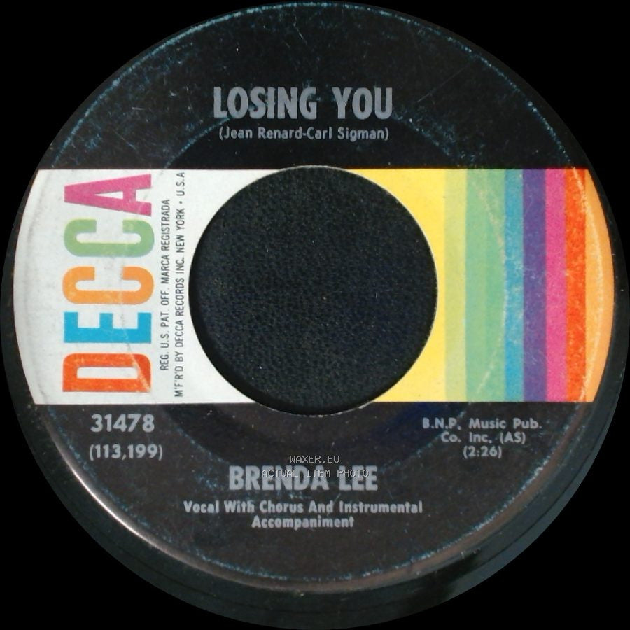 Brenda Lee - He's So Heavenly / Losing You side B