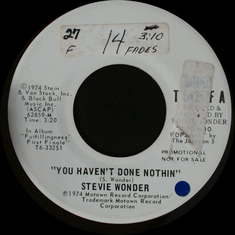 Stevie Wonder - You Haven't Done Nothin' / You Haven't Done Nothin' side B
