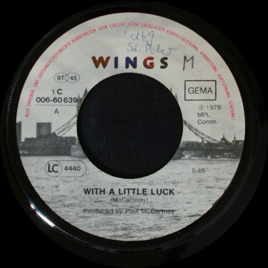 Wings / Cuff Link - With A Little Luck / Backwards Traveller side A