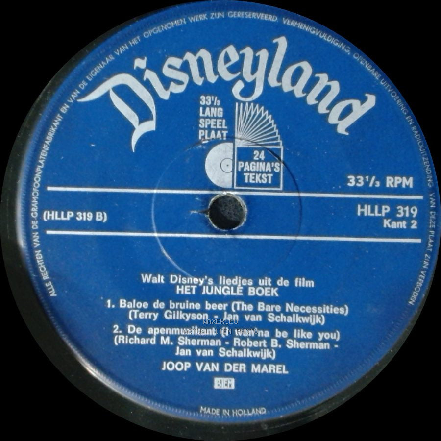 Joop Van Der Marel / Piet Ekel - Walt Disney's Liedjes Uit De Film Het Jungle Boek / Walt Disney's Verhaal Van Het Jungle Boek side A
