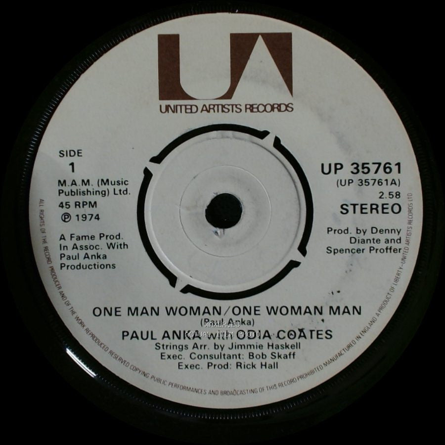 Paul Anka With Odia Coates / Paul Anka - One Man Woman / One Woman Man / Let Me Get To Know You side A