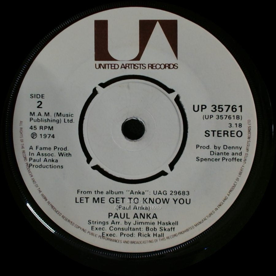 Paul Anka With Odia Coates / Paul Anka - One Man Woman / One Woman Man / Let Me Get To Know You side B