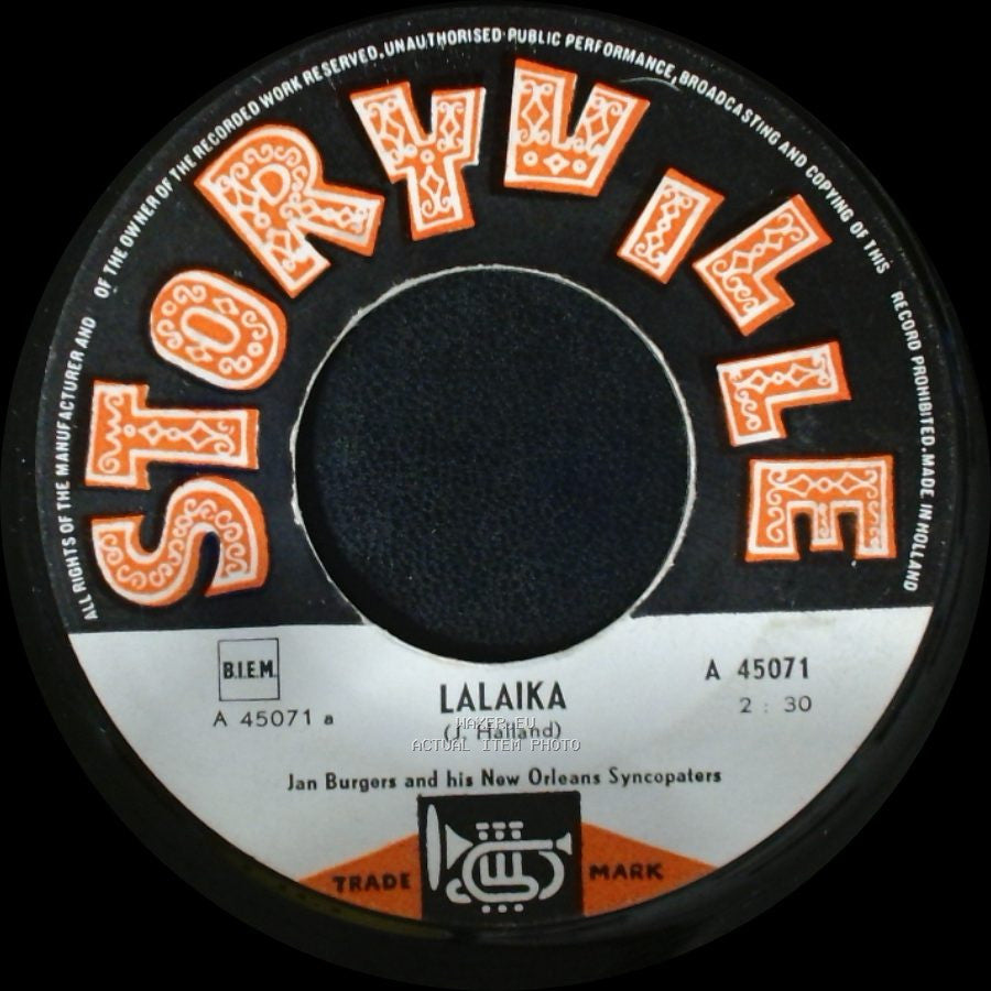 Jan Burgers And His New Orleans Syncopaters - Lalaika / When You're Smiling side A