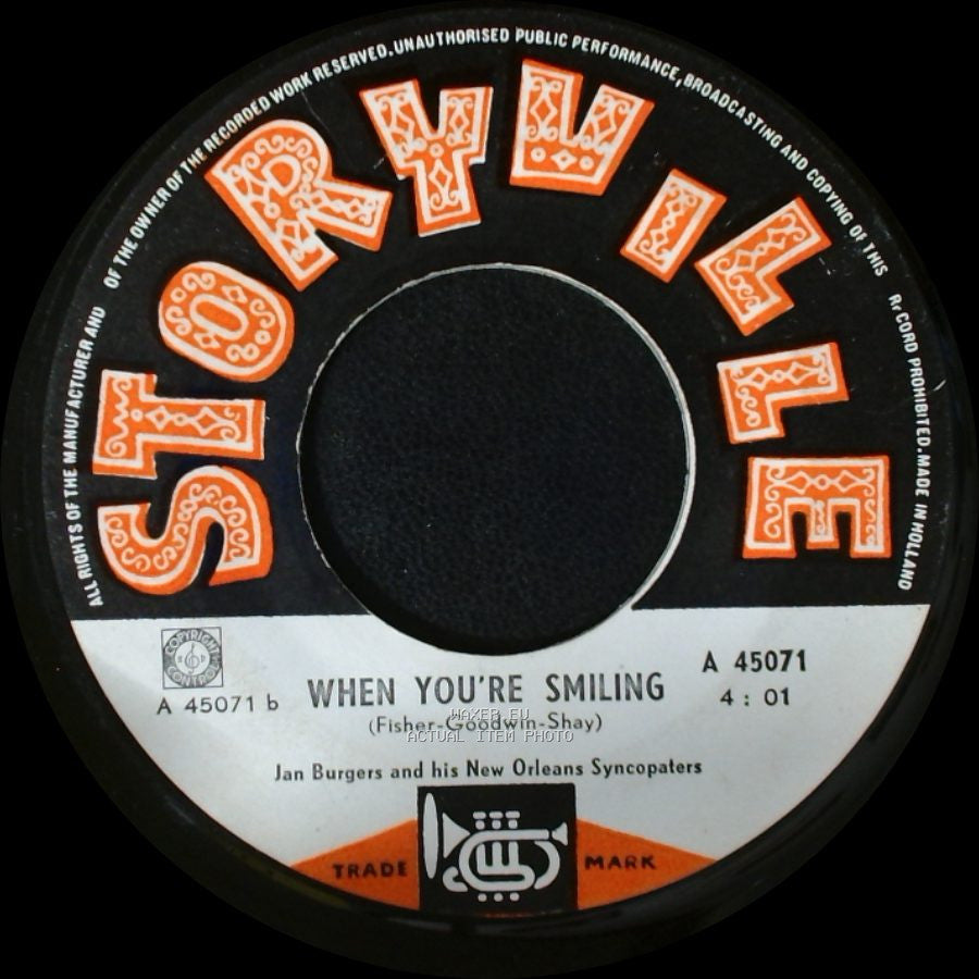Jan Burgers And His New Orleans Syncopaters - Lalaika / When You're Smiling side B
