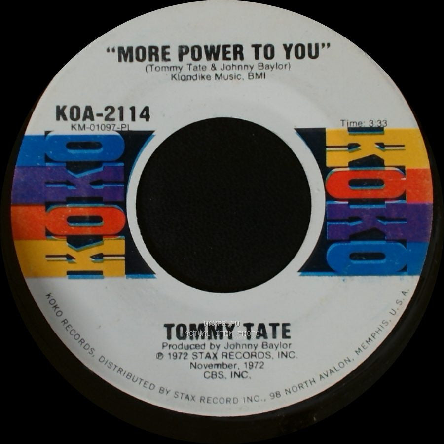 Tommy Tate - I Ain't Gonna Worry / More Power To You side B