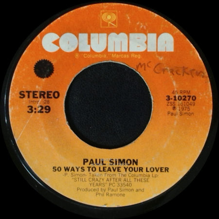 Paul Simon - Some Folks Lives Roll Easy / 50 Ways To Leave Your Lover side B