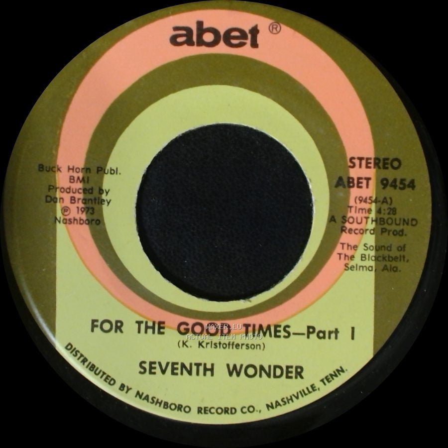 Seventh Wonder - For The Good Times - Part Ii / For The Good Times - Part 1 side B