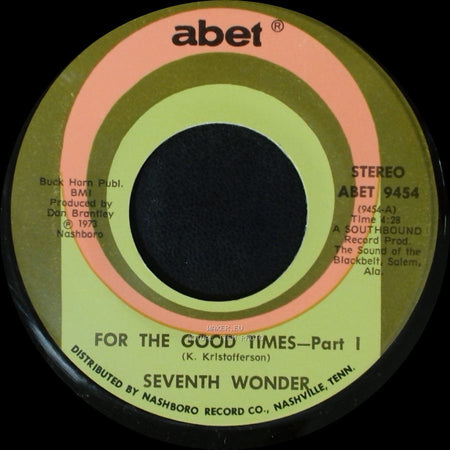 Seventh Wonder - For The Good Times - Part Ii / For The Good Times - Part 1 side B