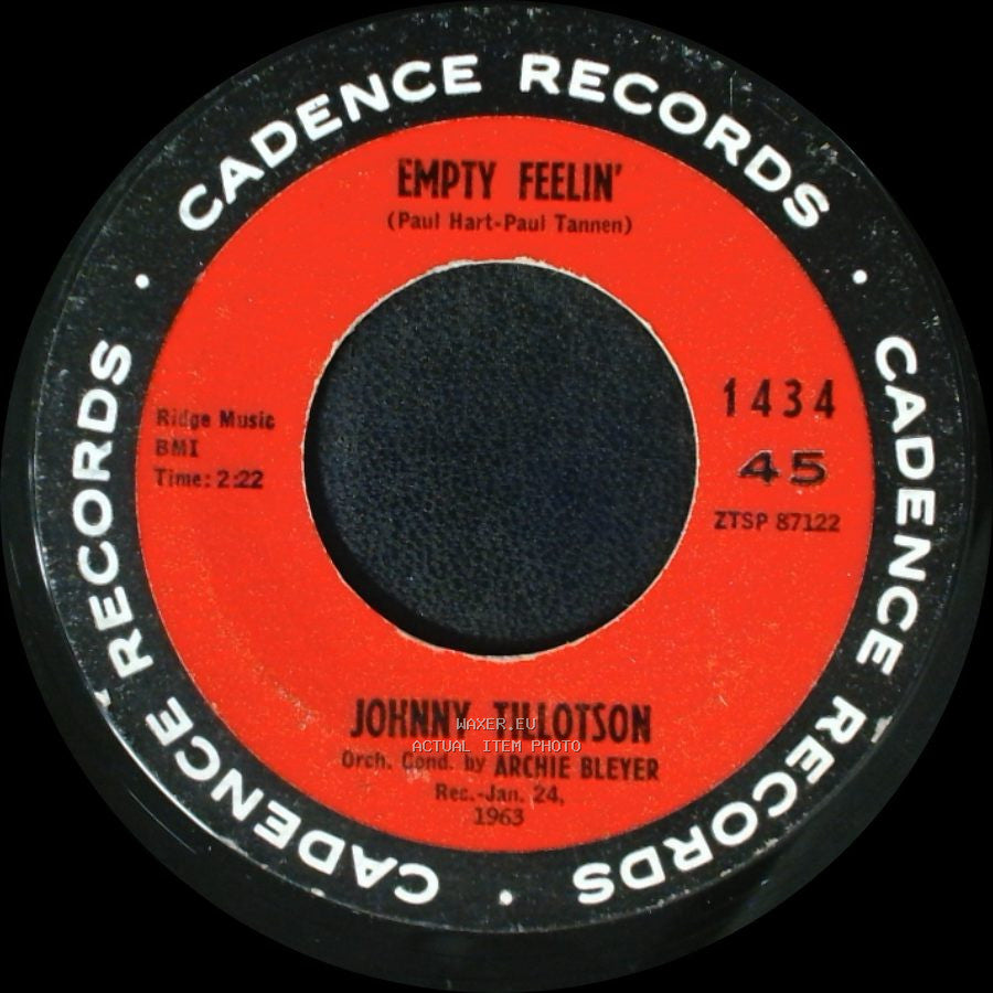Johnny Tillotson - Out Of My Mind / Empty Feelin' side B