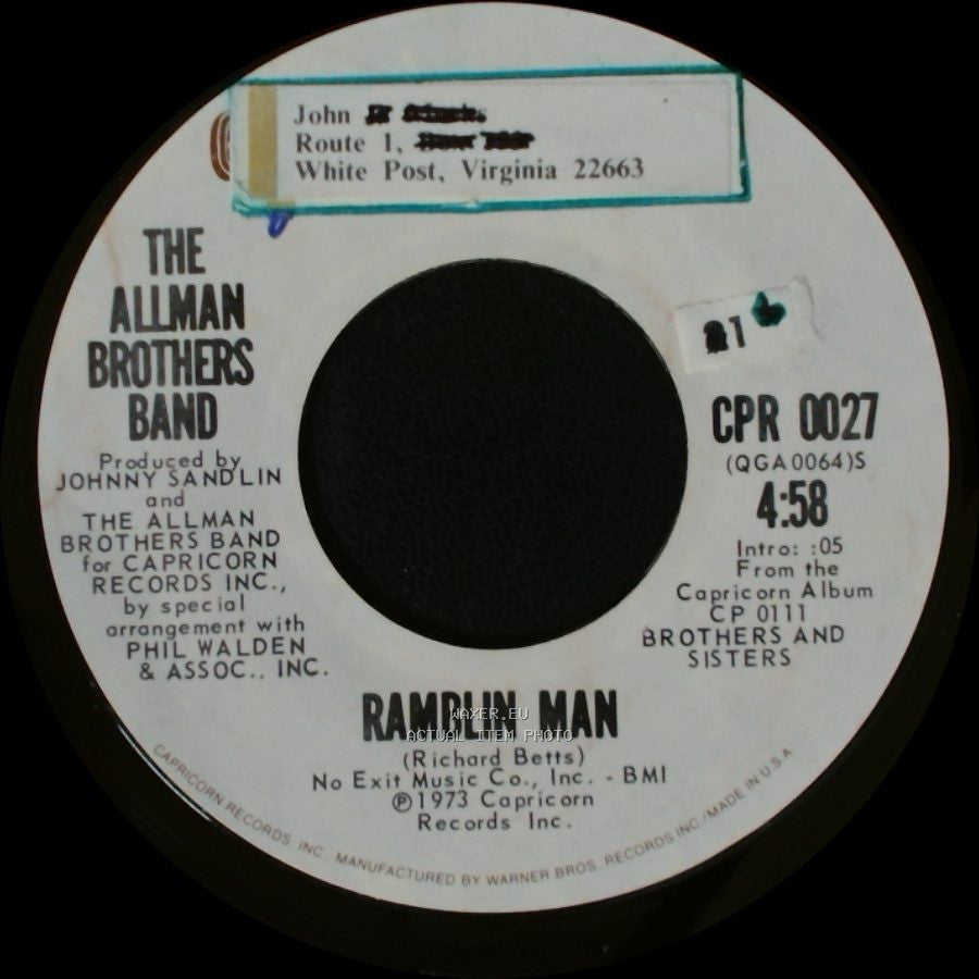 The Allman Brothers Band - Ramblin Man / Pony Boy side A
