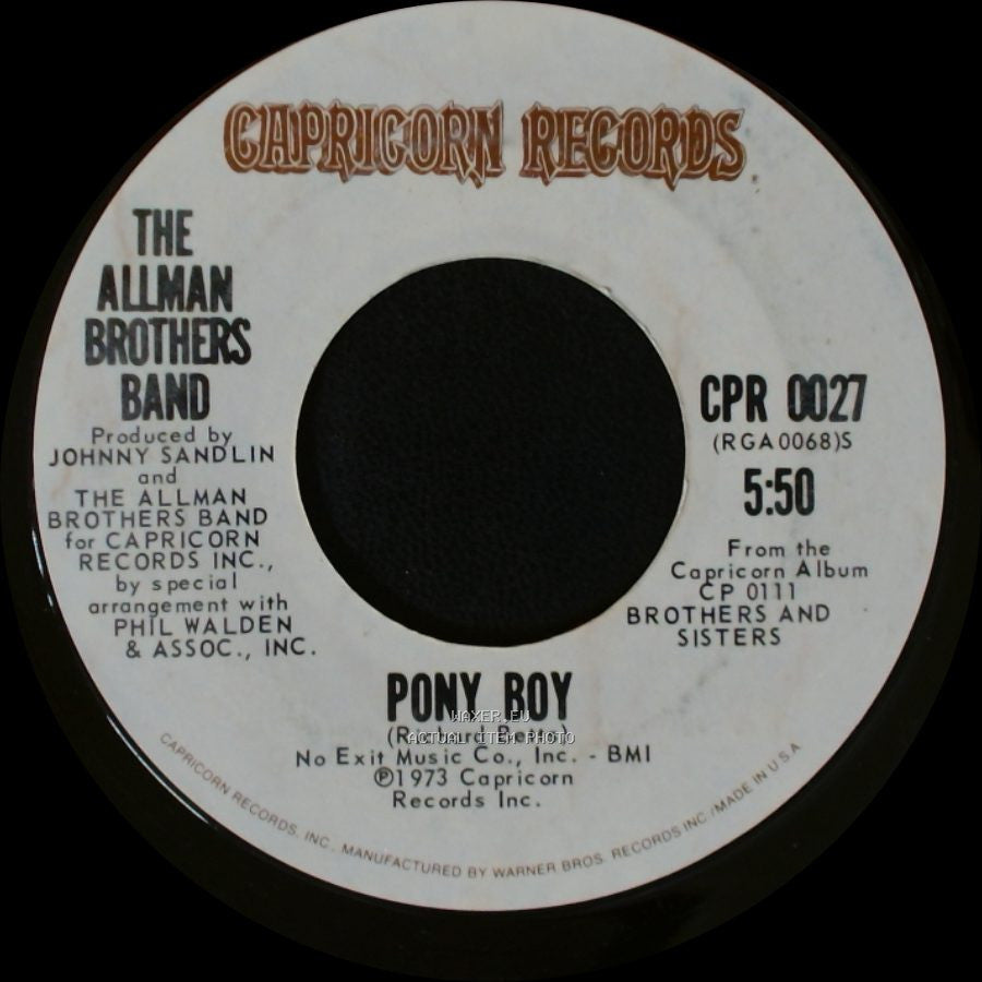 The Allman Brothers Band - Ramblin Man / Pony Boy side B